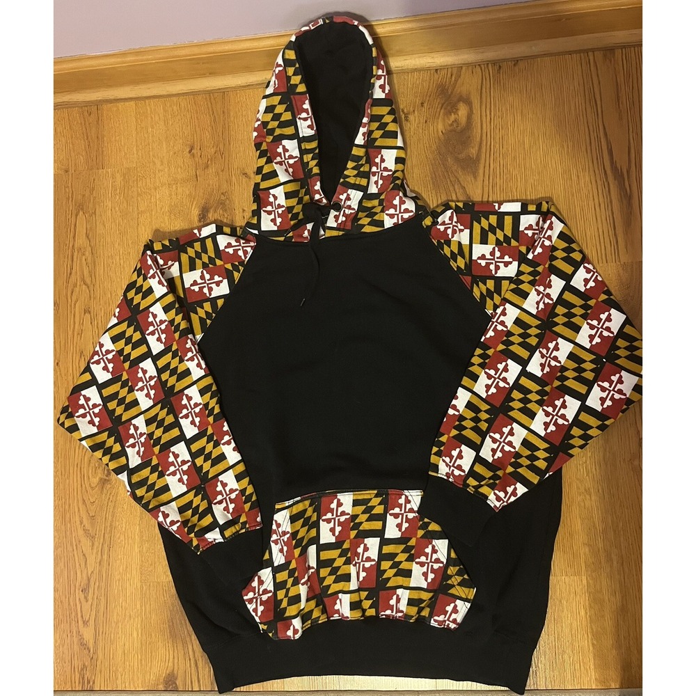 Hoodie Sweatshirt Pacific & Co Maryland Flag Pullover Black Women's Large